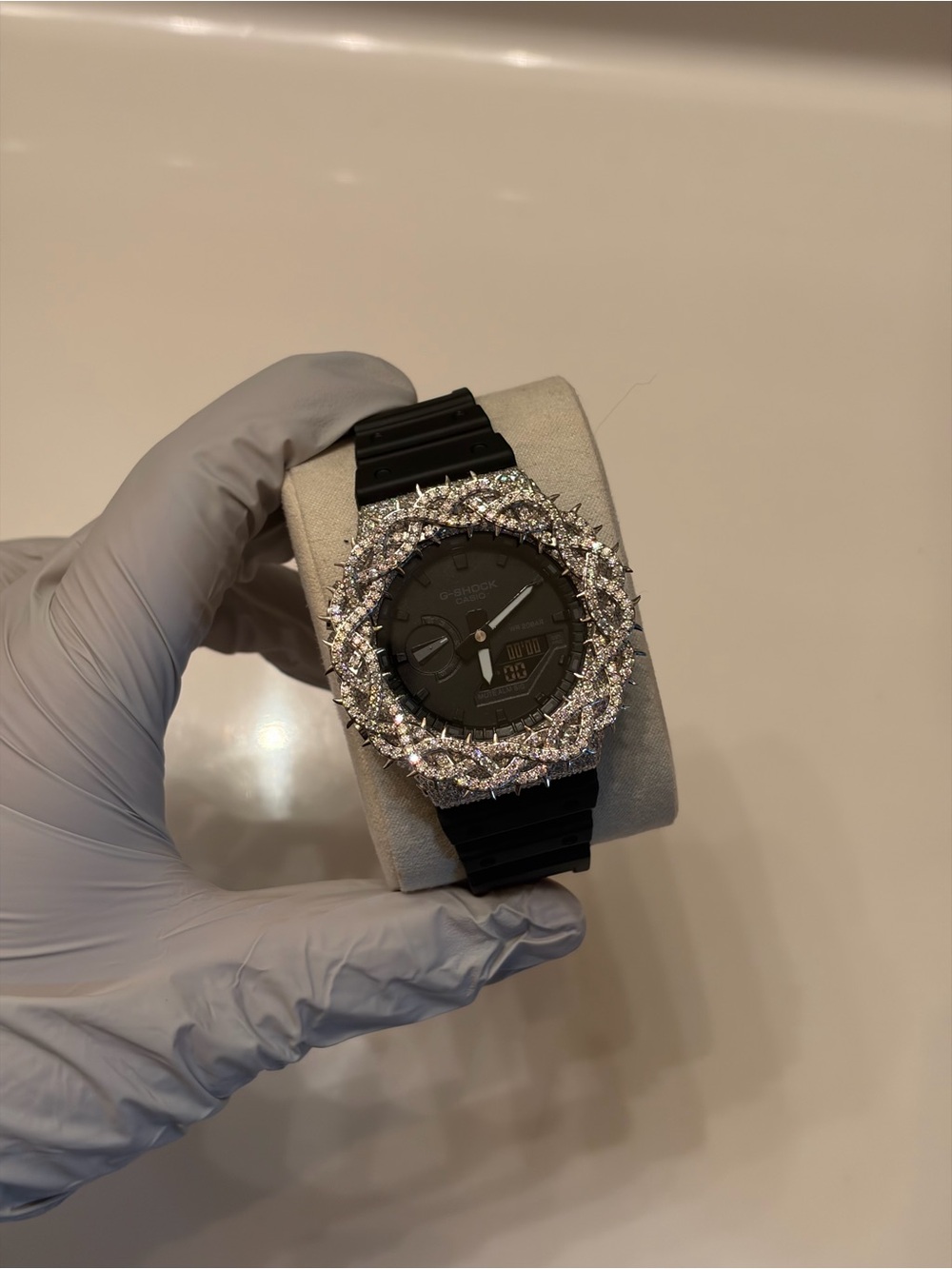 G-Shock Black Digital-Analog Watch with Silver Crystal Bezel - Picture 1 of 11